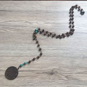 Boho long necklace with rustic charm